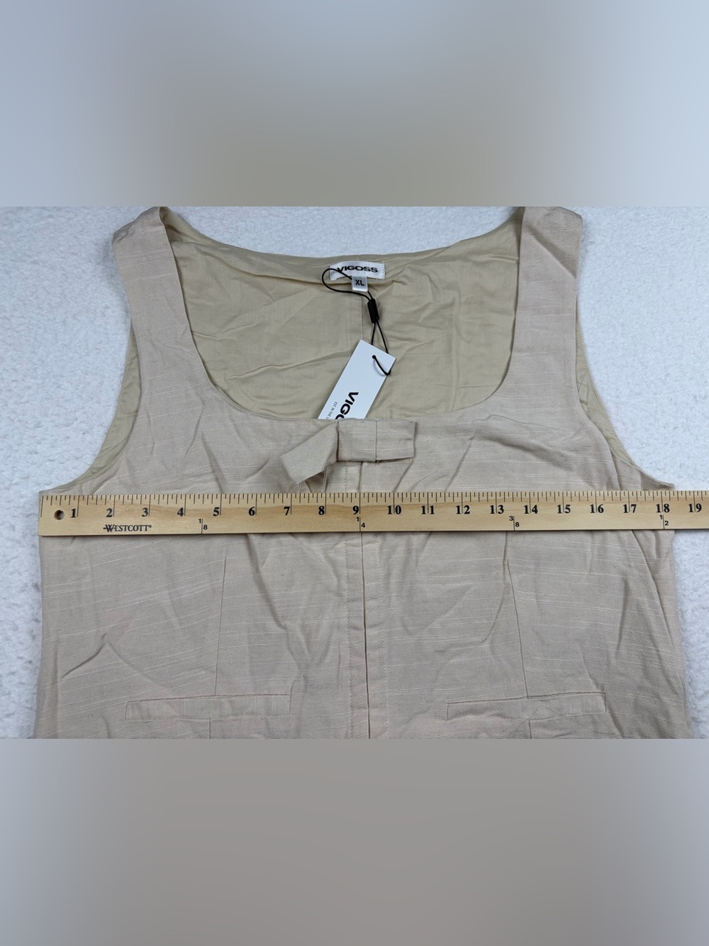 Vigoss NWT Bow Front Square Neck Linen Blend Vest Top Cream XL - Picture 6 of 9